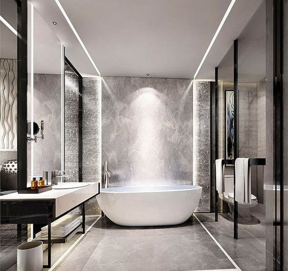 baie cu corpuri de iluminat in jurul cazii baie cu corpuri de iluminat in jurul cazii