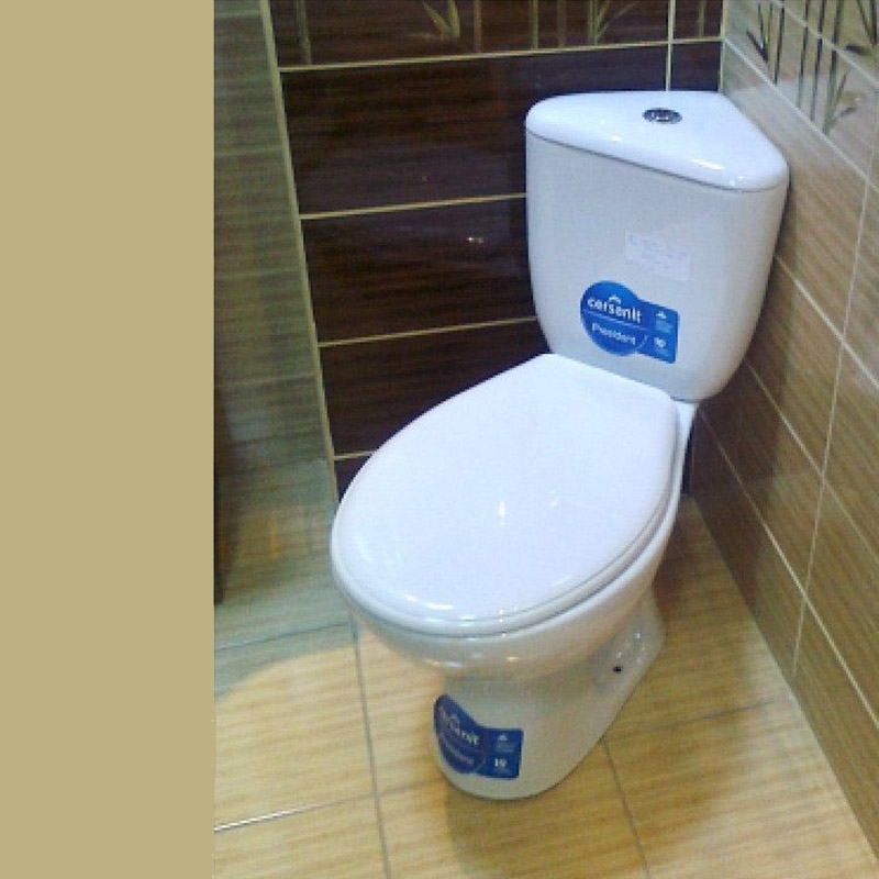 Set vas WC Cersanit, President, stativ, evacuare verticala, cu rezervor pe colt si capac inclus, alb