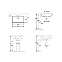 Lavoar Villeroy & Boch, Avento, 65 cm, dreptunghiular, cu orificu pentru baterie si preaplin, alb