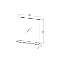 Oglinda cu polita, Kolpasan, pentru mobilier Lana, 65 cm, gri-deschis