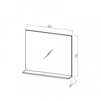 Oglinda cu polita Kolpasan, pentru mobilier Lana, 80 cm, gri-deschis