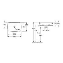 Lavoar pe blat Villeroy & Boch, Artis, dreptunghiular, 58cm, culoare sencha, Titanceram