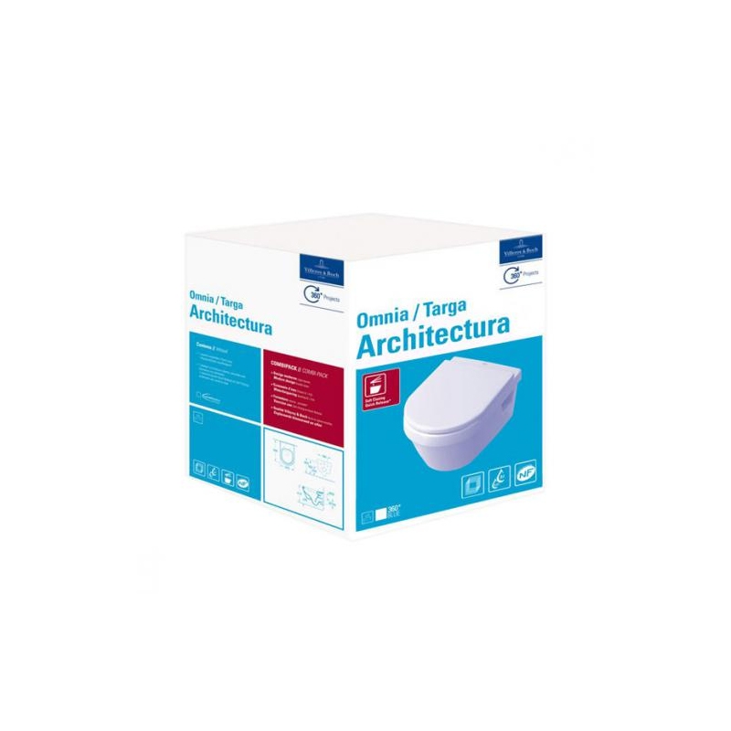Set vas WC rotund, suspendat, cu capac soft close, alb alpin, Architectura