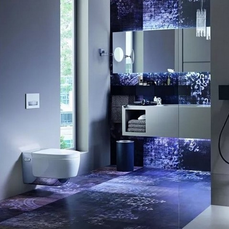 Set vas WC suspendat, Geberit, AquaClean Mera Comfort, rimless, capac cu funcție de bideu, alb/crom