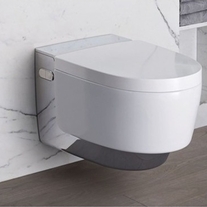 Set vas WC suspendat, Geberit, AquaClean Mera Comfort, rimless, capac cu funcție de bideu, alb/crom