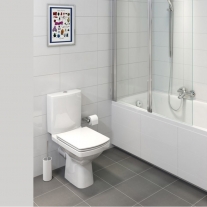 Set vas WC Cersanit, Easy New, stativ, alimentare verticala, Rimless cu rezervor si capac Soft-Close si Easy Off inclus
