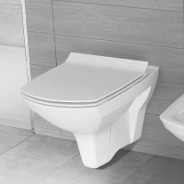 Set vas WC suspendat Cersanit, Carina, Clean On, cu capac soft close si easy off, slim