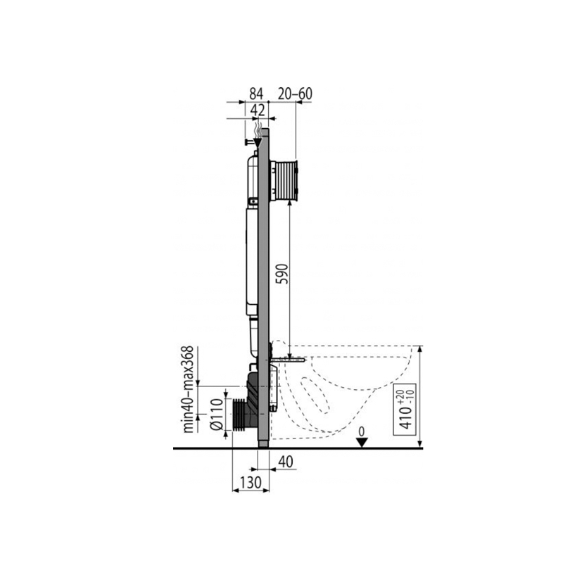 Rezervor wc incastrat Alcaplast, Sadromodul, pentru instalari uscate (in gips-carton) 8.4 cm pentru vas wc suspendat