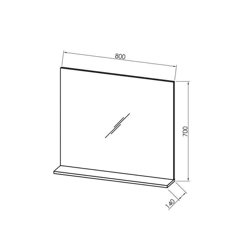 Oglinda cu etajera Kolpasan, Evelin, 80x70 cm, gri