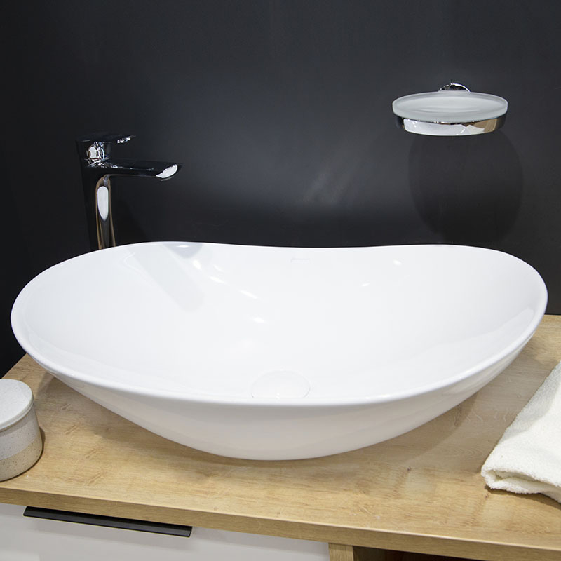 Lavoar pe blat Fluminia, My Pleasure, oval, 63.5 x 37.5 cm, alb