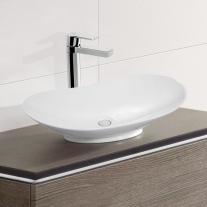 Lavoar pe blat Fluminia, My Pleasure, oval, 63.5 x 37.5 cm, alb