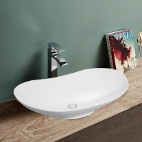 Lavoar pe blat Fluminia, My Pleasure, oval, 63.5 x 37.5 cm, alb