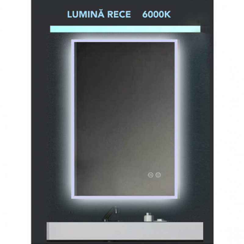 Oglinda Fluminia, Cosimo, dreptunghiulara, cu LED si dezaburire, 80 cm