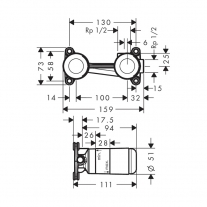 Parte ingropata Hansgrohe, pentru baterie lavoar