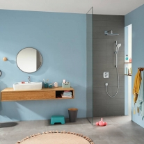 Baterie dus cu termostat, Hansgrohe, Ecostat E, Crom