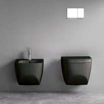 Vas WC suspendat Hatria, Next, antibacterian, rimless, negru mat