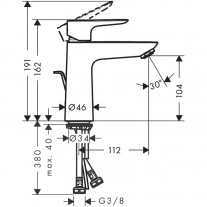 Baterie lavoar , Hansgrohe, Talis 110, Negru mat