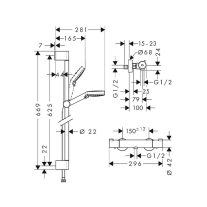  Baterie duș termostatată Hansgrohe Ecostat 1001 CL cu set Crometta Vario și bară 65 cm