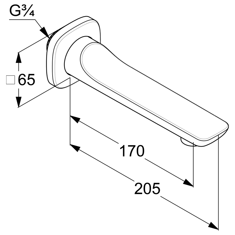 Pipa de umplere pentru cada, Kludi, Ameo, crom