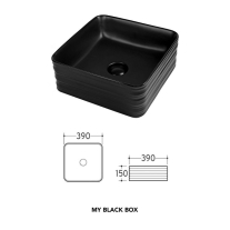 Lavoar pe blat, Fluminia, My Black Box, patrat, 39 x 39 cm, cu ventil, negru mat