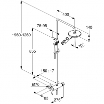Set de dus, Kludi, Logo, coloana de dus cu baterie monocomanda, crom