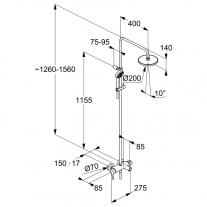 Set de dus, Kludi, Logo, coloana de dus cu baterie de cada, crom