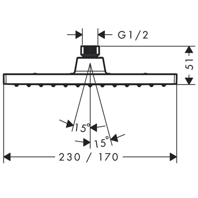 Palarie de dus Hansgrohe, Vernis Shape 230, 1 jet, negru mat