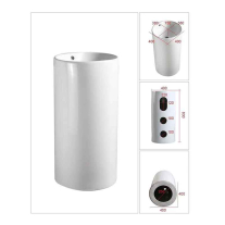 Lavoar stativ, Fluminia, Athos, rotund, cu orificiu pentru baterie, 40 cm, alb