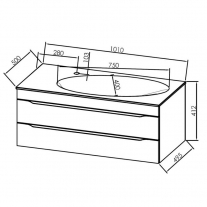 Set dulap suspendat si lavoar, Kolpasan, Malaya, 101 cm, stejar natur