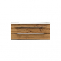 Set dulap suspendat si lavoar, Kolpasan, Malaya, 101 cm, stejar natur