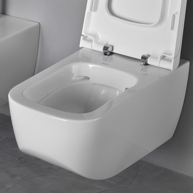 Set vas WC suspendat Hatria, Next, cu capac wc soft close, rimless, alb