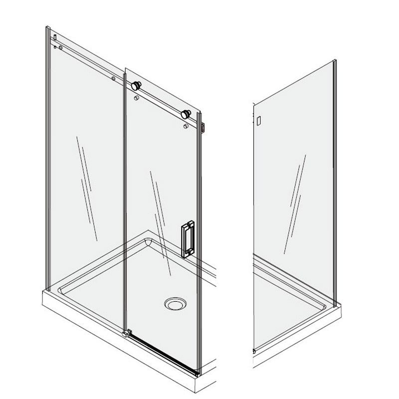 Cabina de dus Fluminia, Panda Black, dreptunghiulara 100 x 80 cm, negru mat