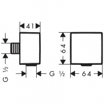 Racord dus, Hansgrohe, FixFit Square, patrat, auriu lucios