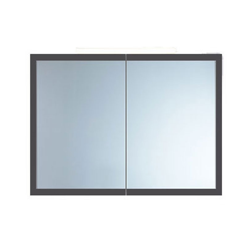 Dulap cu oglinda, Kolpasan, Blanche, 2 usi, iluminare LED, 95 cm, antracit