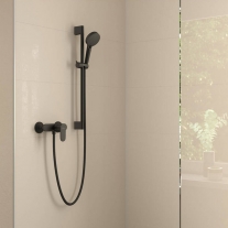 Set de dus cu bara 65 cm Hansgrohe, Vernis Blend Vario, cu furtun, negru mat