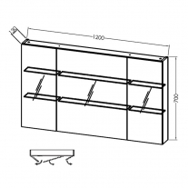 Dulap suspendat cu oglinda,Kolpasan, Naomi, 3 usi, 120 cm, dark concrete
