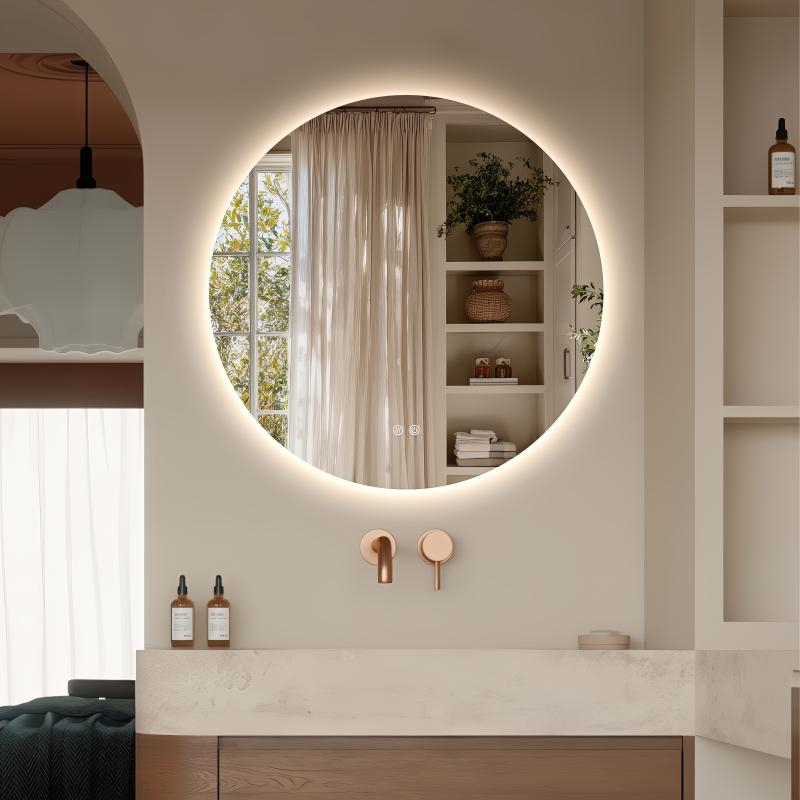 Oglindă Fluminia, Calatrava Ambient 80, rotundă, cu iluminare LED, 3 culori, dezaburire, Ø 80 cm