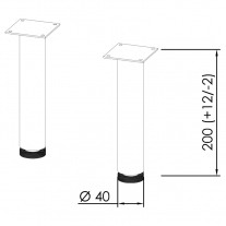 Set de 2 picioare pentru mobilier, Kolpasan, H=20 cm, crom
