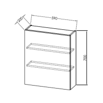 Dulapior suspendat cu 1 usa, KolpaSan, Naomi, 59 cm, stejar deschis 