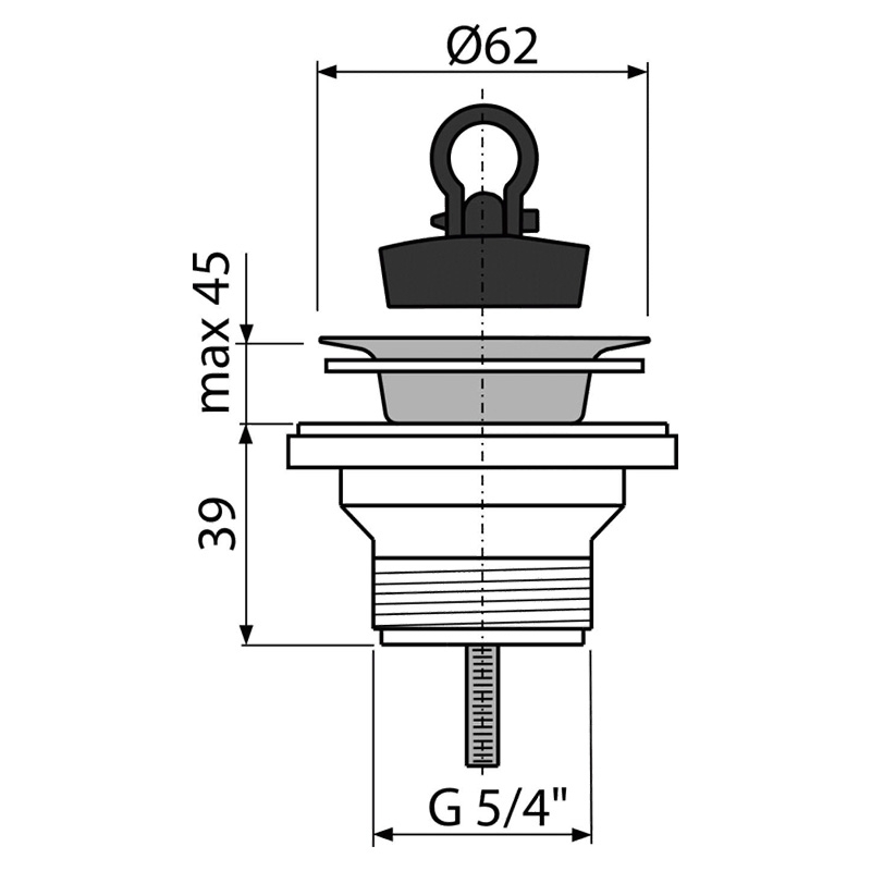 Ventil lavoar, Alcadrain, cu sita din otel inoxidabil, cu dop