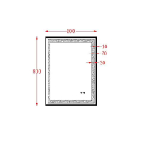 Oglindă dreptunghiulară Fluminia, Jacopo 60, cu iluminare LED și dezaburire, ramă neagră