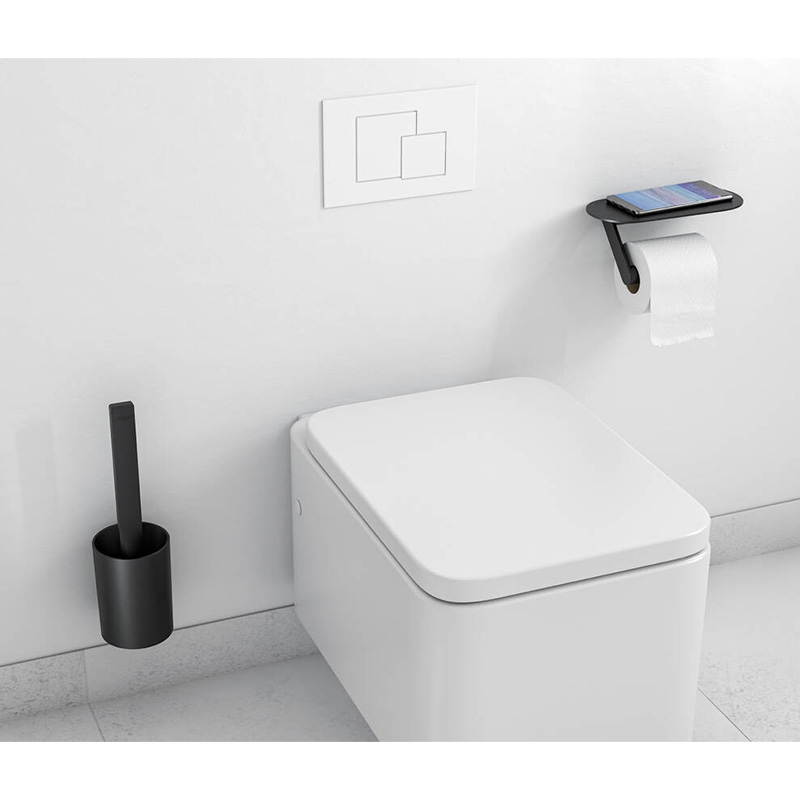 Set de portperie si suport hartie igienica, Hansgrohe, WallStoris, negru mat
