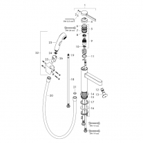 Baterie lavoar cu dus igienic, Hansgrohe, Finoris, cu ventil, negru mat