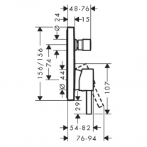 Baterie cada - dus, Hansgrohe, Finoris, incastrata, negru mat