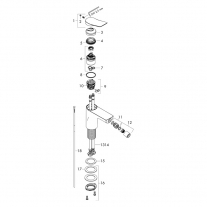  Baterie bideu, Hansgrohe, Vivenis, cu ventil, crom