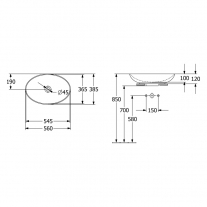 Lavoar pe blat, Villeroy & Boch, Loop & Friends, oval, 56 cm, alb