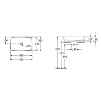Lavoar pe blat, Villeroy & Boch, Artis, dreptunghiular, 58 cm, coal black