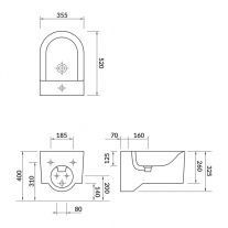 Bideu suspendat, Cersanit, Inverto, prindere ascunsa, alb lucios