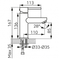 Baterie lavoar, Ferro, Fiesta, cu ventil click - clack, auriu lucios