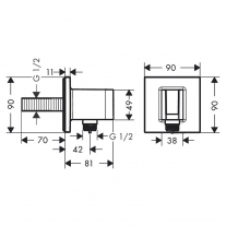 Cot racord, Hansgrohe, FixFit E, cu suport pentru para de dus, bronz periat